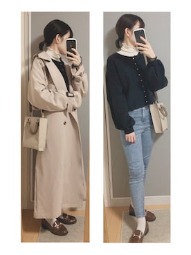 「スキニーデニム」｜「アイテム（トレンチコート）」を使った、みすたさん（レディース・159cm）の秋コーディネート