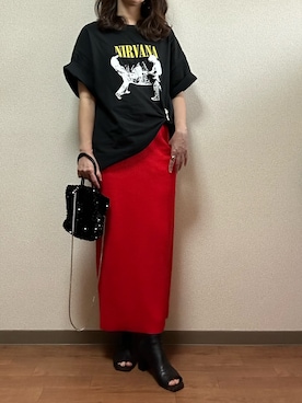 「ロックT」｜「アイテム（その他）」を使った、海老マヨさん（レディース・161cm）の春コーディネート