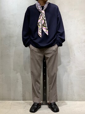 「DRIES VAN NOTEN（ドリスヴァンノッテン）のアイテム（スウェット）」を使った、Kento Atsushiさん（メンズ・180cm）の秋コーディネート