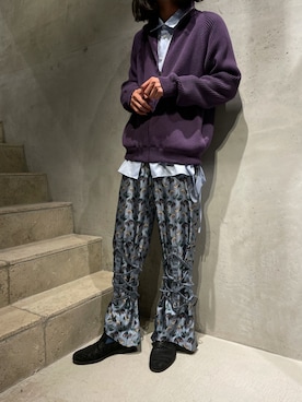 「KIKO KOSTADINOV（キコ コスタディノフ）のアイテム（パンツ）」を使った、Kento Atsushiさん（メンズ・180cm）の秋コーディネート