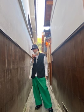 「3色コーデ」｜「アイテム（帽子）」を使った、7371さん（メンズ・172cm）の春コーディネート