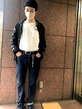 「FLAGSTUFF（フラグスタフ）のアイテム（トップス）」を使った、しんぱおーんさん（メンズ・168cm）の春コーディネート