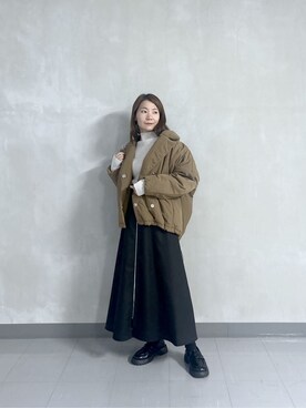 「GALLEST（ギャレスト）のパディングフォルムコート（その他アウター、ブラウン系）」を使った、takaさん（レディース・160cm）の秋コーディネート