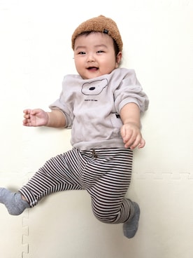 「男の子ベビー」｜「アイテム（スウェット）」を使った、りいとさん（キッズ・80cm）の秋コーディネート