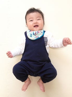 「男の子ベビー」｜「アイテム（オールインワン・サロペット）」を使った、りいとさん（キッズ・70cm）の秋コーディネート