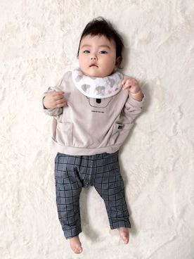 「男の子ベビー」｜「アイテム（スウェット）」を使った、りいとさん（キッズ・80cm）の冬コーディネート