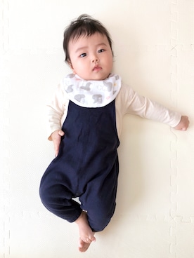 「男の子ベビー」｜「アイテム（オールインワン・サロペット）」を使った、りいとさん（キッズ・80cm）の秋コーディネート