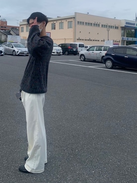 「Fano Studios（ファノ ストゥディオズ）の【Fano Studios】ワイドストレートシルエット ドロスト仕様 ホワイトスラックス FX20K016（スラックス、ホワイト系）」を使った、kantaさん（メンズ・168cm）の秋コーディネート