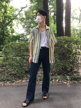「Levi's（リーバイス）のアイテム（デニムパンツ、ブルー系）」を使った、kantaさん（メンズ・168cm）の夏コーディネート