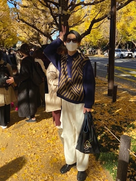 「KEITA MARUYAMA（ケイタマルヤマ）のアイテム（バッグ、ブラック系）」を使った、kantaさん（メンズ・168cm）の秋コーディネート