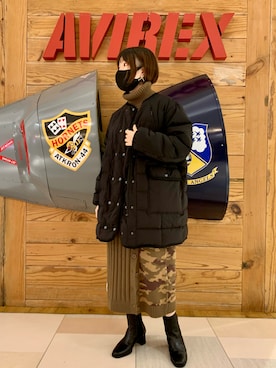 「AVIREX（アヴィレックス）のアイテム（ダウンジャケット/コート）」を使った、nanami さん（レディース・156cm）の秋コーディネート