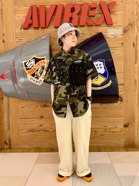 「迷彩」｜「アイテム（サロペット/オーバーオール）」を使った、nanami さん（レディース・156cm）の夏コーディネート