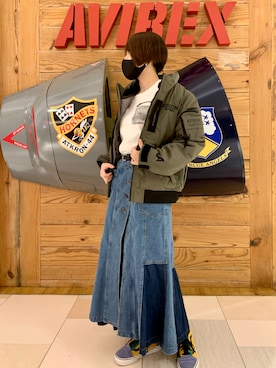 「AVIREX（アヴィレックス）のアイテム（ブルゾン）」を使った、nanami さん（レディース・156cm）の夏コーディネート