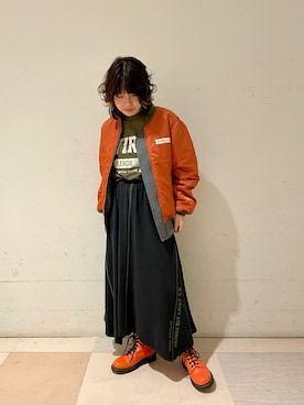 「初秋コーデ」｜「アイテム（MA-1）」を使った、nanami さん（レディース・156cm）の秋コーディネート