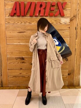 「AVIREX（アヴィレックス）のアイテム（シャツワンピース）」を使った、nanami さん（レディース・156cm）の春コーディネート