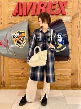 「秋トレンド2021」｜「アイテム（シャツワンピース）」を使った、nanami さん（レディース・156cm）の秋コーディネート