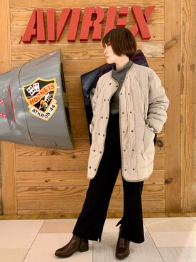 「秋トレンド2021」｜「アイテム（ダウンジャケット/コート）」を使った、nanami さん（レディース・156cm）の秋コーディネート