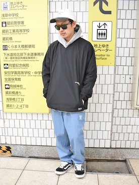 「VANS（バンズ）のVANS ヴァンズ OLD SKOOL オールドスクール VN-0D3HY28 BLACK（スニーカー）」を使った、ktさん（メンズ・170cm）の春コーディネート