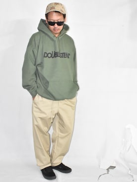 「アイテム（パーカー、グリーン系）」を使った、ktさん（メンズ・170cm）の冬コーディネート