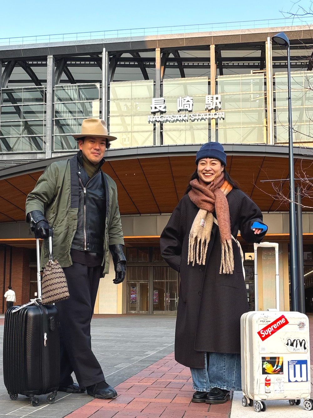 「羽織、ライダース、STETSON」｜「米軍のアイテム（マフラー、グリーン系）」を使った、🎩さん（メンズ・178cm）の冬コーディネートの1枚目の写真