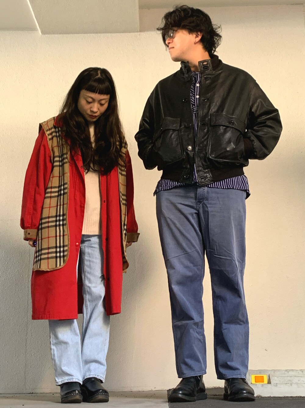 「バーバリーチェック」｜「イタリアのやつのアイテム（ライダースジャケット、ブラック系）」を使った、🎩さん（メンズ・178cm）の冬コーディネートの1枚目の写真