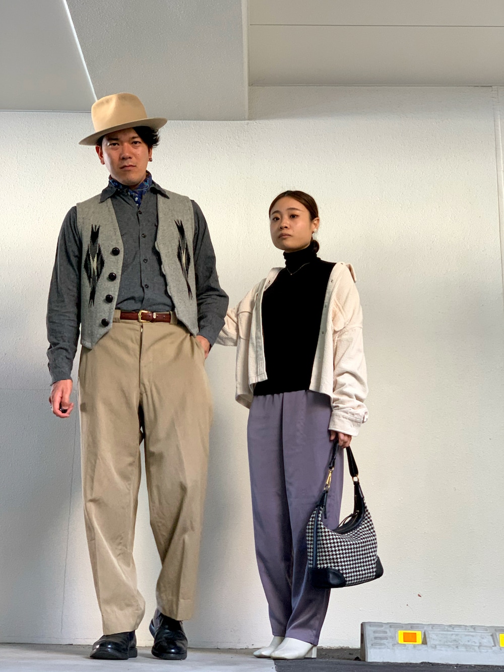 「チマヨベスト」｜「60's stetsonのアイテム（ハット、ベージュ系）」を使った、🎩さん（メンズ・178cm）の秋コーディネートの1枚目の写真