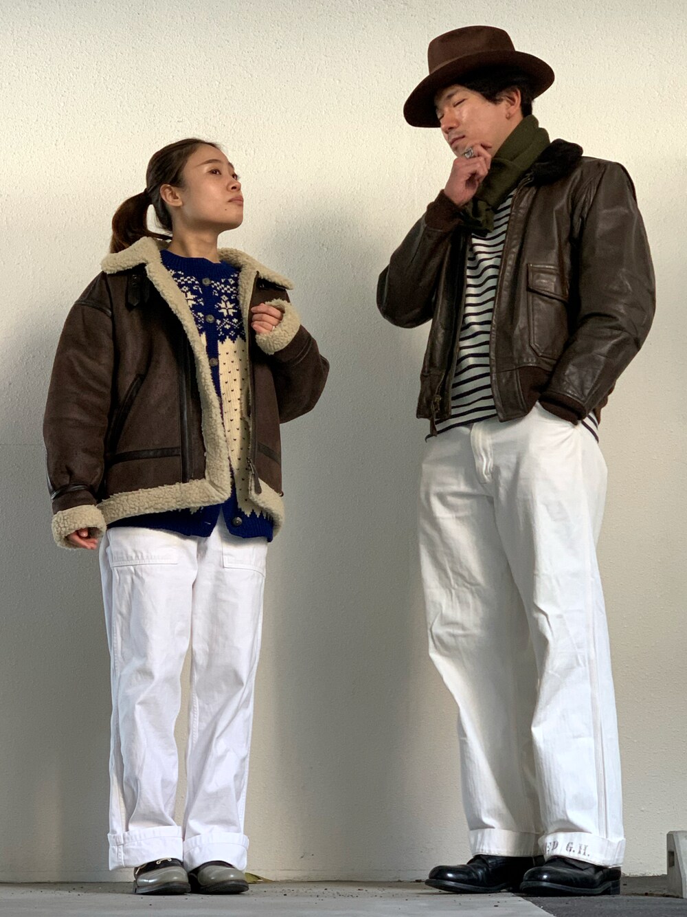 「サービスシューズ」｜「G-1のアイテム（ミリタリージャケット、ブラウン系）」を使った、🎩さん（メンズ・178cm）の冬コーディネートの1枚目の写真
