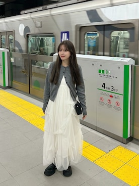 「アイテム（ワンピース/ドレス、ホワイト系）」を使った、さきさん（レディース・155cm）の秋コーディネート