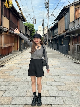 「アイテム（キャスケット）」を使った、さきさん（レディース・155cm）の秋コーディネート
