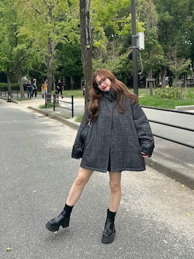 「アイテム（その他アウター、ブラック系）」を使った、さきさん（レディース・155cm）の秋コーディネート
