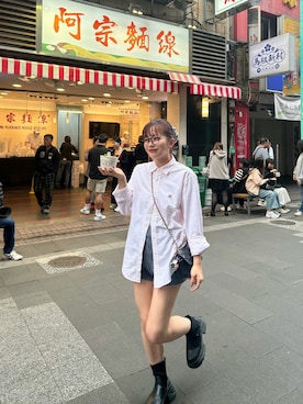 「Maison Kitsune（メゾンキツネ）のアイテム」を使った、さきさん（レディース・155cm）の冬コーディネート