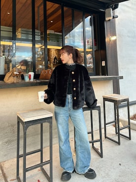 「Levi's（リーバイス）のアイテム（パンツ）」を使った、さきさん（レディース・155cm）の冬コーディネート