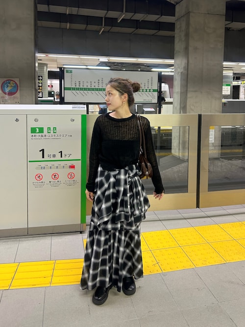 SLY チェック アシメ スカート DAMAGE FLANNEL 2WAY SLY（スライ）の「DAMAGE FLANNEL 2WAY SK ダメージ フランネル