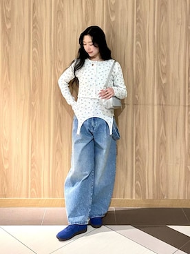 「LOWRYS FARM（ローリーズファーム）のステンレスプレートネックレス　973053（ネックレス）」を使った、Hinaさん（レディース・162cm）の冬コーディネート
