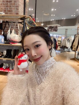 「LOWRYS FARM（ローリーズファーム）のステンレスプレートネックレス　973053（ネックレス）」を使った、Hinaさん（レディース・162cm）の冬コーディネート