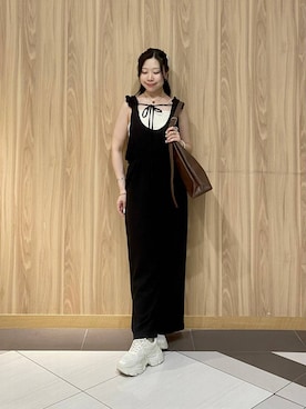 「夏コーデ」｜「アイテム（オールインワン・サロペット）」を使った、Hinaさん（レディース・162cm）の夏コーディネート
