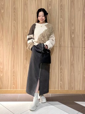 「LOWRYS FARM（ローリーズファーム）のステンレスプレートネックレス　973053（ネックレス）」を使った、Hinaさん（レディース・162cm）の秋コーディネート