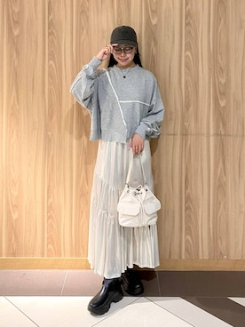 「LOWRYS FARM（ローリーズファーム）のステンレスプレートネックレス　973053（ネックレス）」を使った、Hinaさん（レディース・162cm）の秋コーディネート