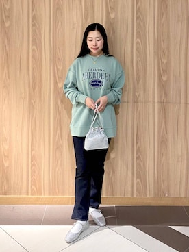 「LOWRYS FARM（ローリーズファーム）のステンレスプレートネックレス　973053（ネックレス）」を使った、Hinaさん（レディース・162cm）の秋コーディネート