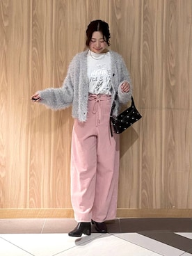「LOWRYS FARM（ローリーズファーム）のステンレスプレートネックレス　973053（ネックレス）」を使った、Hinaさん（レディース・162cm）の冬コーディネート
