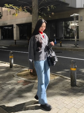 「LOWRYS FARM（ローリーズファーム）のパールタレンネックレス　249411（ネックレス）」を使った、Hinaさん（レディース・162cm）の秋コーディネート