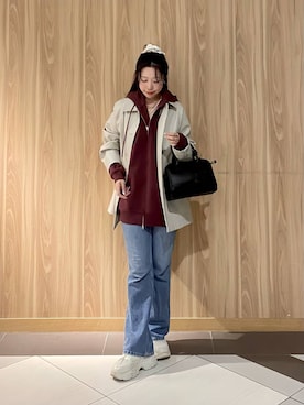 「アイテム（カバーオール）」を使った、Hinaさん（レディース・162cm）の秋コーディネート
