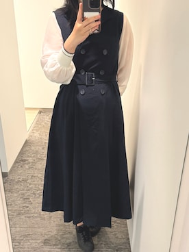 「アイテム（ジャンパースカート、ブルー系）」を使った、Nanaさん（レディース・169cm）の夏コーディネート