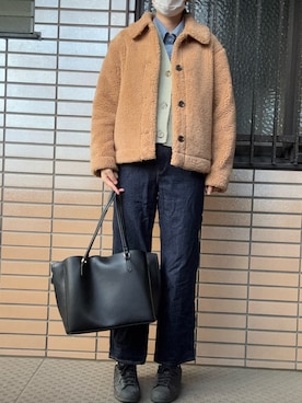 「Honeys（ハニーズ）のアイテム（トートバッグ）」を使った、Nanaさん（レディース・169cm）の冬コーディネート