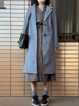 「アイテム（チェスターコート）」を使った、Nanaさん（レディース・169cm・20代）の冬コーディネート