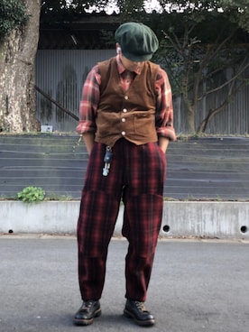 「アイテム（サスペンダー）」を使った、眼鏡(本体)さん（メンズ・173cm）の秋コーディネート