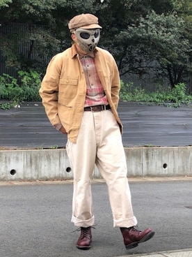 「RRL（ダブル アール エル）のアイテム（キャスケット）」を使った、眼鏡(本体)さん（メンズ・173cm）の秋コーディネート