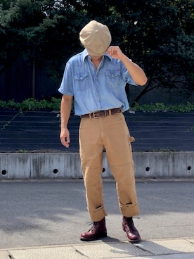 「70's」｜「アイテム（その他）」を使った、眼鏡(本体)さん（メンズ・173cm）の秋コーディネート
