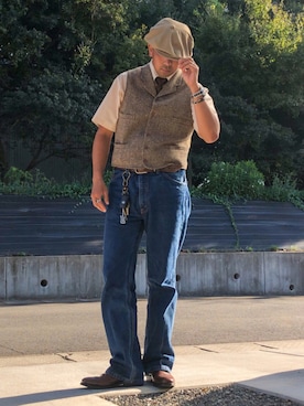 「70's」｜「アイテム（その他）」を使った、眼鏡(本体)さん（メンズ・173cm）の秋コーディネート