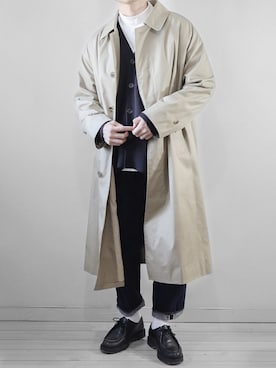 「LENO（リノ）のアイテム（ステンカラーコート）」を使った、ゆうさん（メンズ・165cm）の冬コーディネート